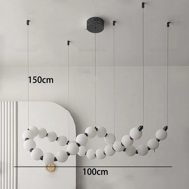 Black linear chandelier at 78.7 in length for a long dining table