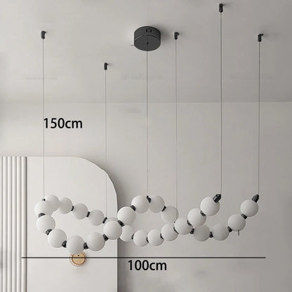 Black linear chandelier at 78.7 in length for a long dining table