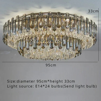 Flush mount crystal chandelier with knob switch and clear glass