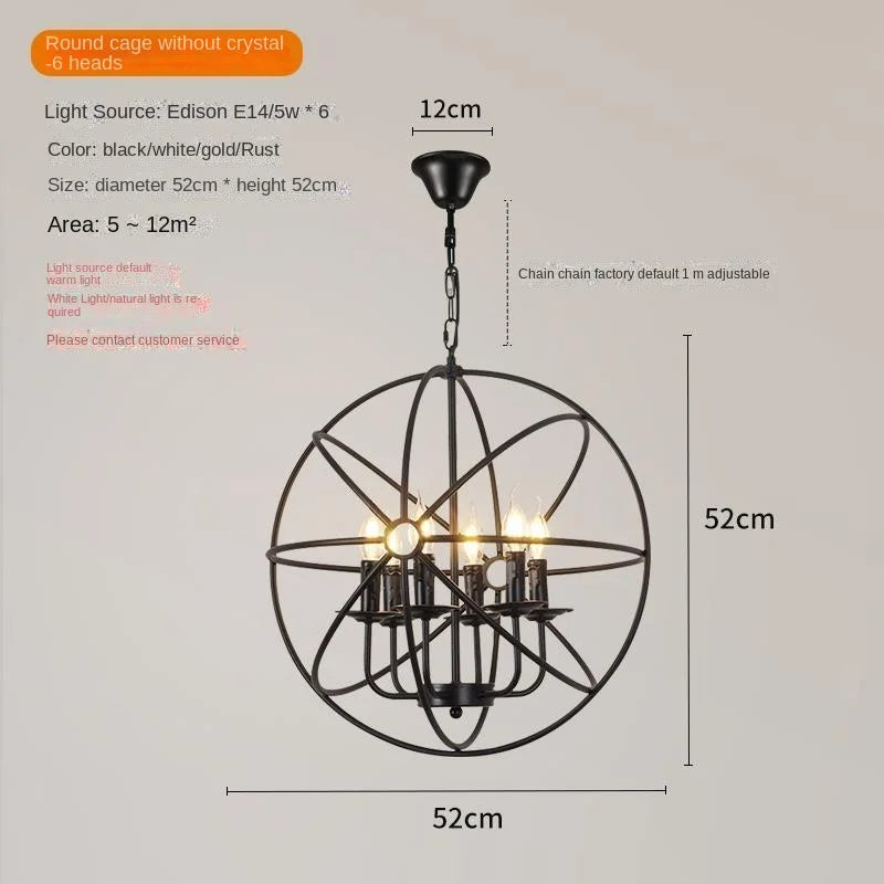 Wrought Iron Orb Chandelier