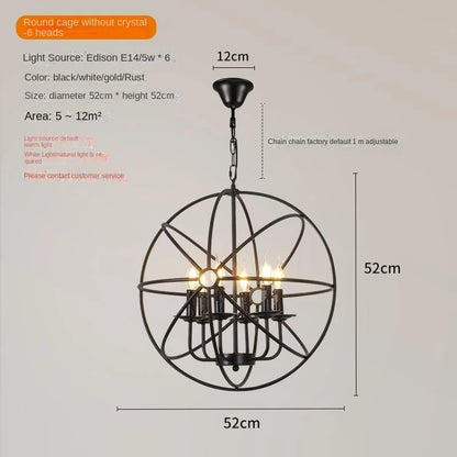Wrought Iron Orb Chandelier