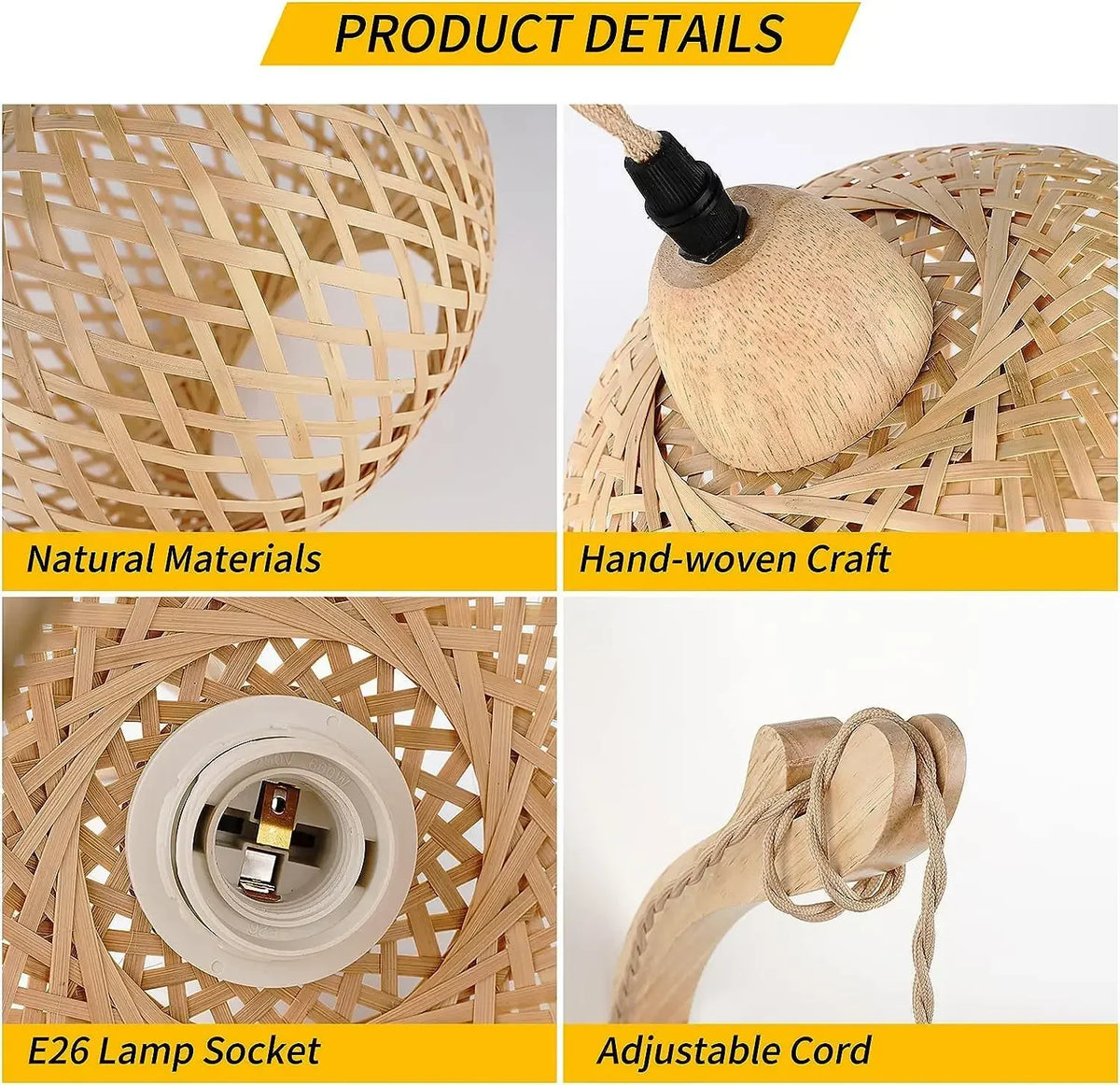 Bamboo Lantern E27 Wall Sconce