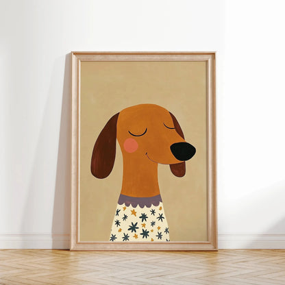 Minimalist Dog Portrait Dachshund Canvas Wall Art