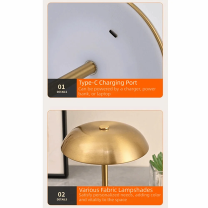 Mushroom night light five colour variants gold silver red white pink