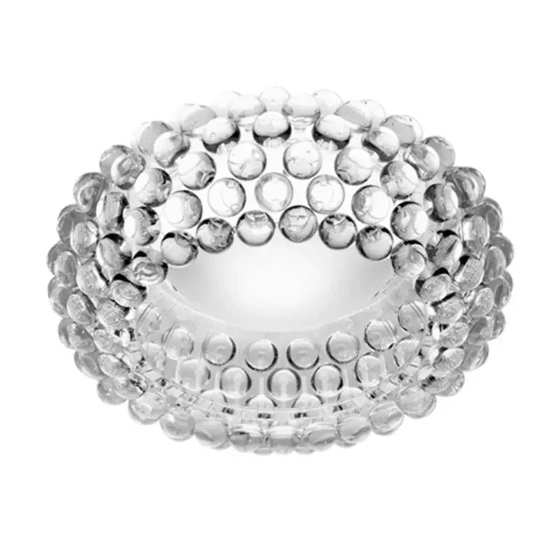 Beaded pendant chandelier design E at 19.7 in (50 cm) in chrome