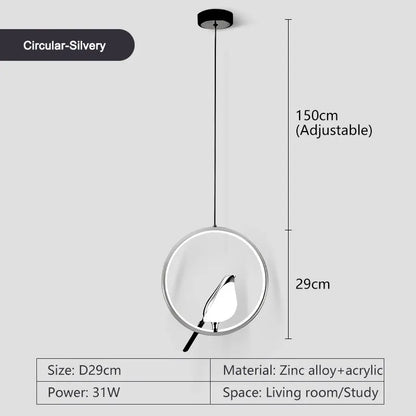 Magpie Bird LED Pendant