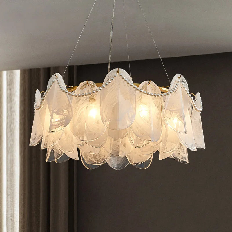 Iron and glass chandelier with touch on off switch, 90 to 260V