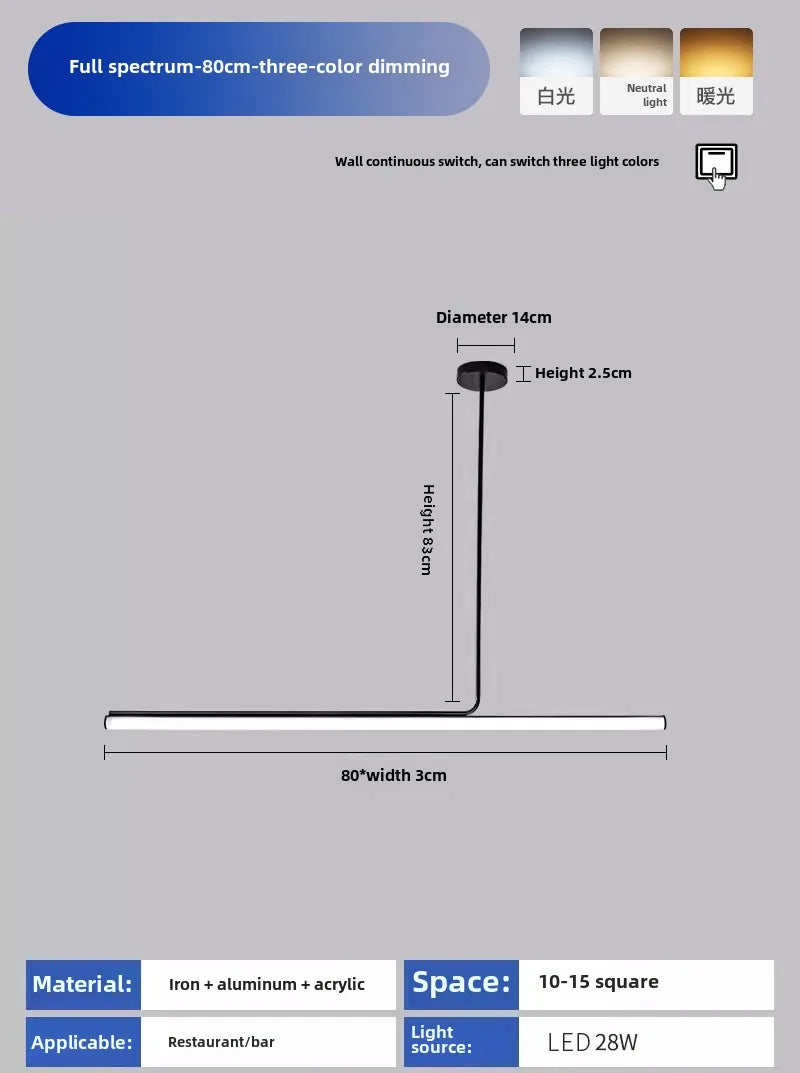 Aluminum Line Tube Pendant Light