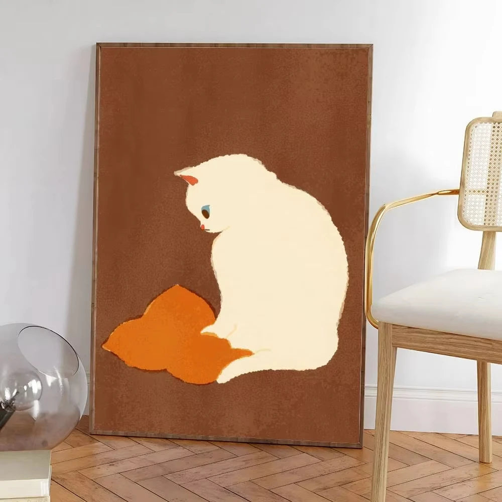 Colorful Cat Interior Canvas Wall Art