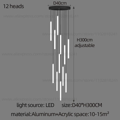 Strip chandelier on a self contained cord pendant, 90 to 260V