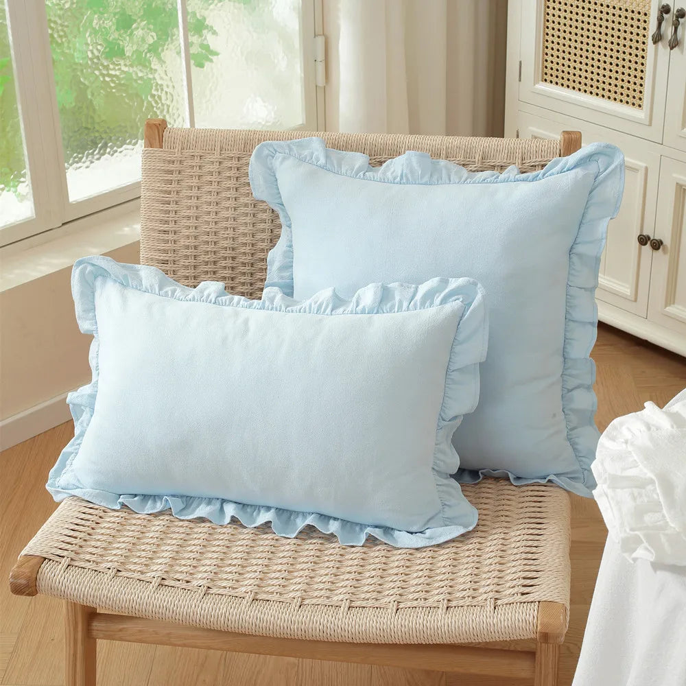 French Ruffle Cotton Pillow Cover