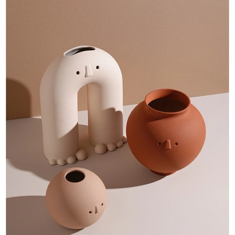 Wabi Sabi ceramic vase desktop foyer art flower arrangement décor