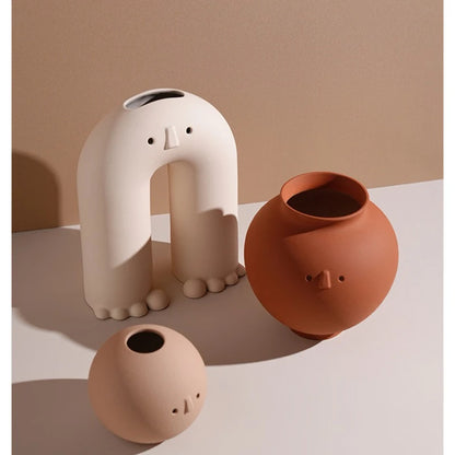 Wabi Sabi ceramic vase desktop foyer art flower arrangement décor