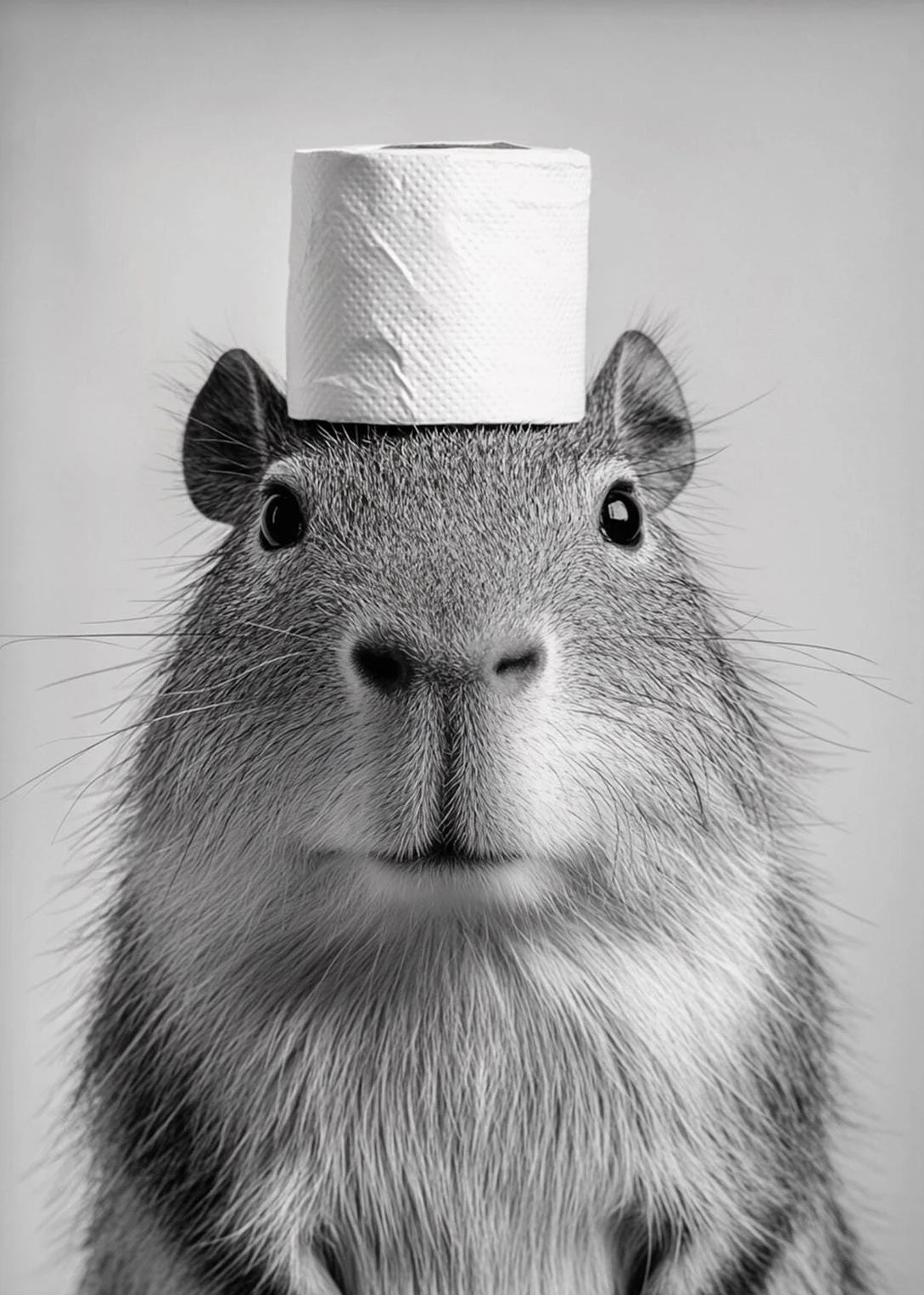 Funny Bathroom Animals Toilet Paper Canvas Wall Art
