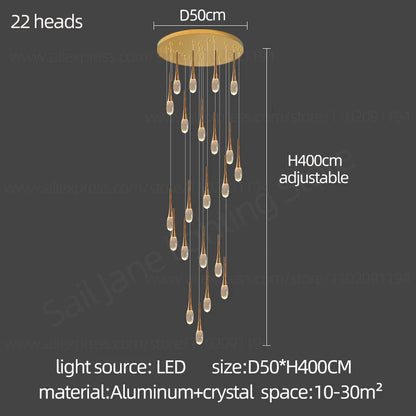 Eight head crystal rod chandelier in polished gold with G4 LED bulbs included