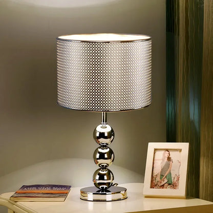 Large 28x50cm silver touch-dimming lamp in modern living room