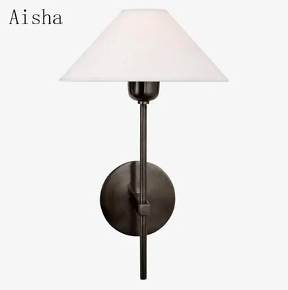 fabric shade wall sconce, installed in a room interior setting