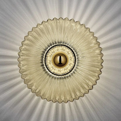 glass wall sconce, side profile showing mounting depth
