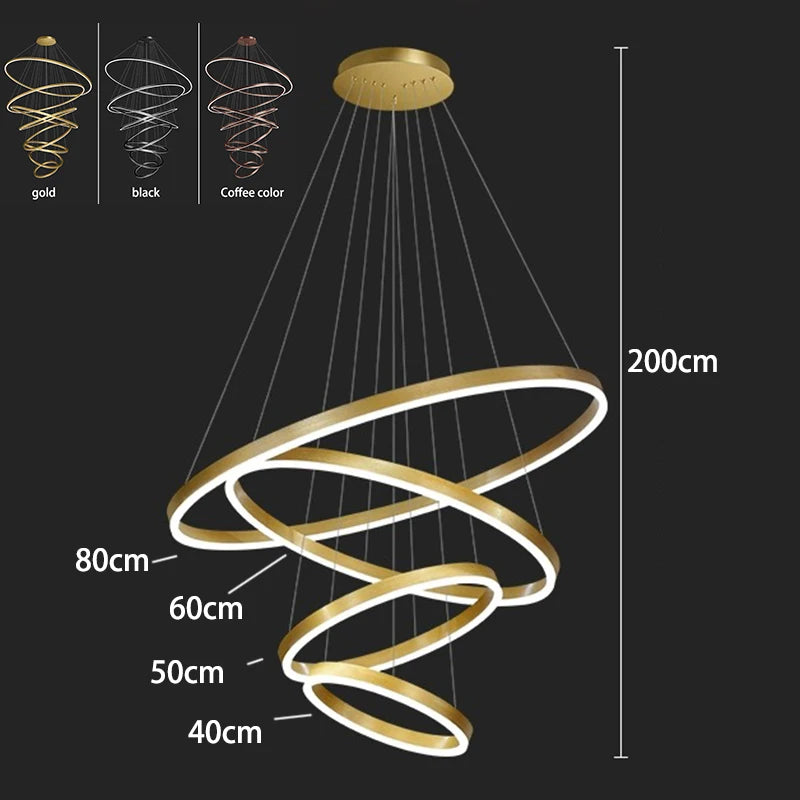 Ring chandelier rings measuring 7.9 in to 47.2 in across on an iron frame