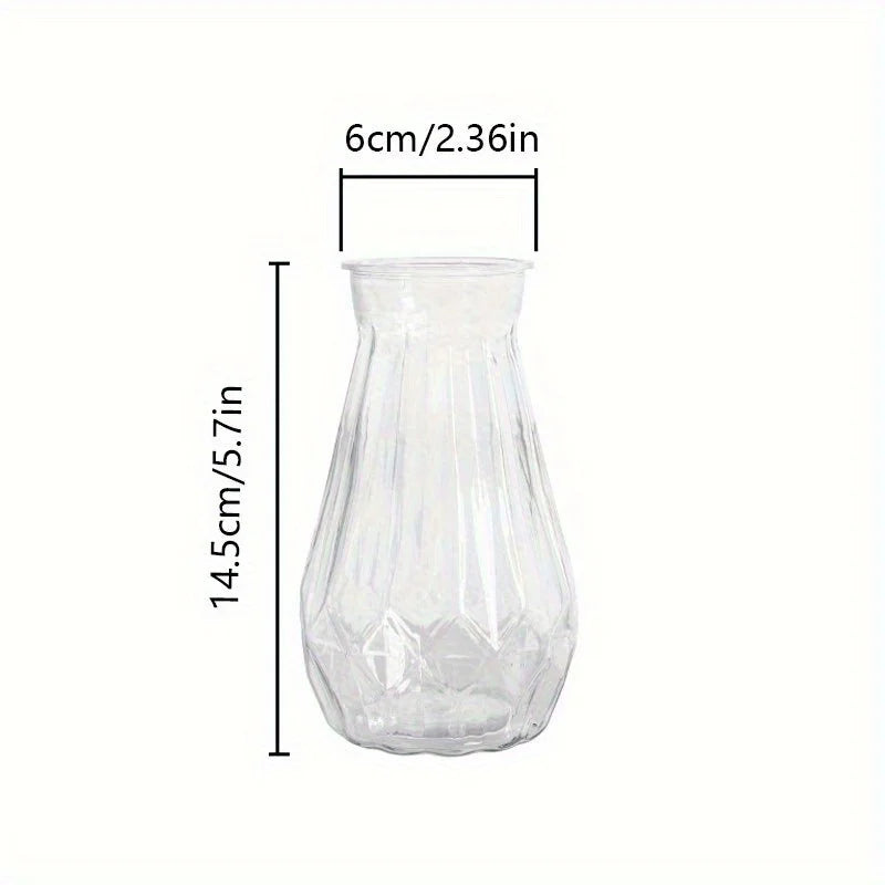Close-up of diamond facet texture on clear plastic flower vase for events