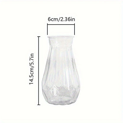 Close-up of diamond facet texture on clear plastic flower vase for events