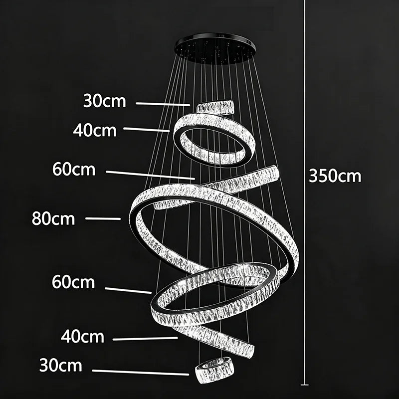 Neutral light setting on a diamond crystal ring chandelier