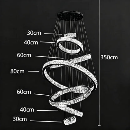 Neutral light setting on a diamond crystal ring chandelier