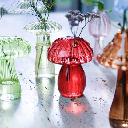 Style D crystal glass mushroom vase for fresh flowers on desk