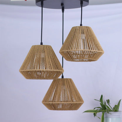 Boho Rattan Three Light Pendant