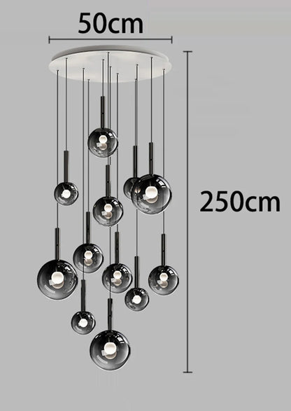 Twenty five light crystal cascade with a 300 centimetre adjustable drop