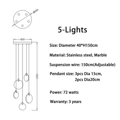 Marble Multi Rod Pendant Light