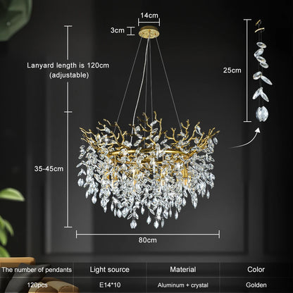Matching golden wall lamp from the K9 crystal branch chandelier range
