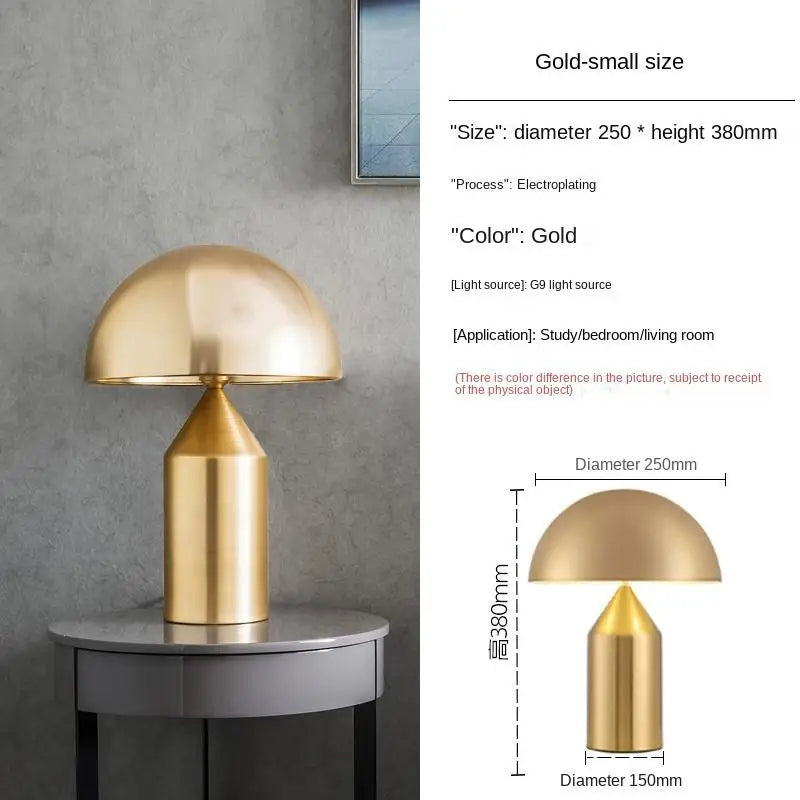 Gold Nordic table lamp side profile showing steerable shade silhouette