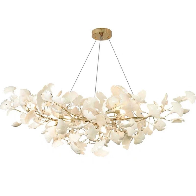 Flush mount ginkgo chandelier with G9 LED bulbs and knob switch