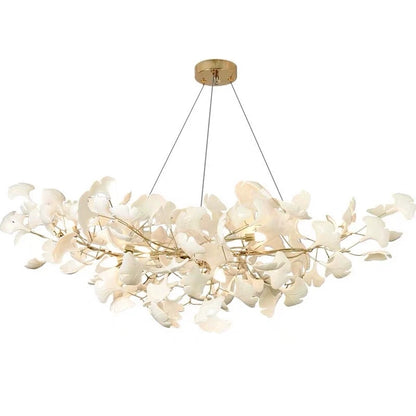 Flush mount ginkgo chandelier with G9 LED bulbs and knob switch