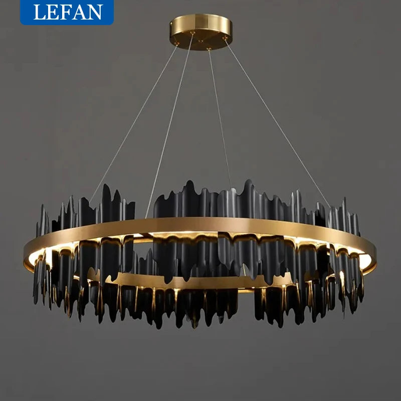 Round copper chandelier at 23.6 in diameter on a cord pendant