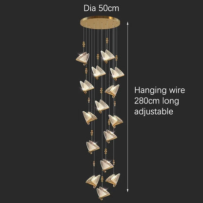 Nineteen head butterfly chandelier on a 23.6 in (60 cm) chassis