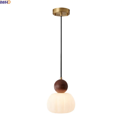 Nordic chandelier with a plain white PVC shade on a slim iron canopy
