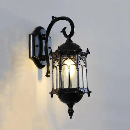 outdoor wall sconce, close-up of shade and hardware detail