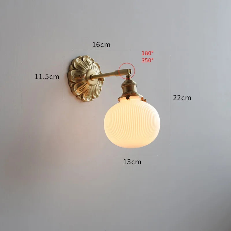 Copper Ceramic LED Bathroom Wall Sconce