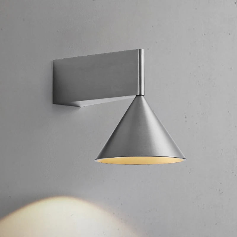 aluminum wall sconce, front view on white background