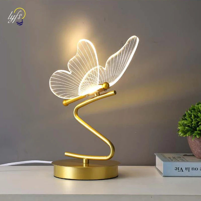 Nordic butterfly LED table lamp three colour temperature modes comparison