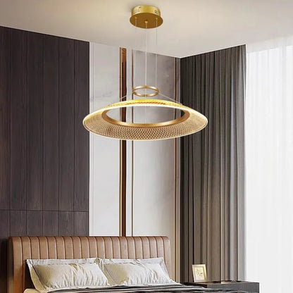 Large 31.5 in (80 cm) spiral ring chandelier in gold aluminum