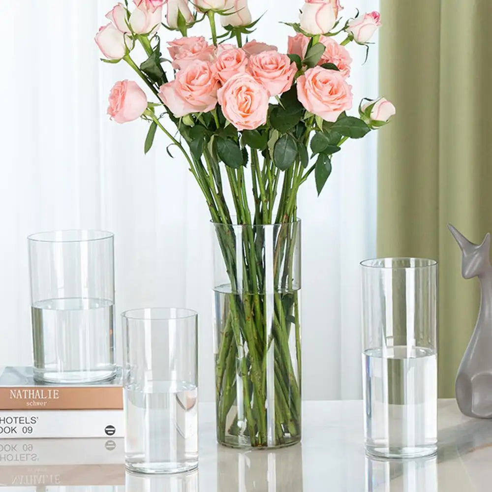 10x30cm cylinder vase with hydroponic plant display on modern dining table