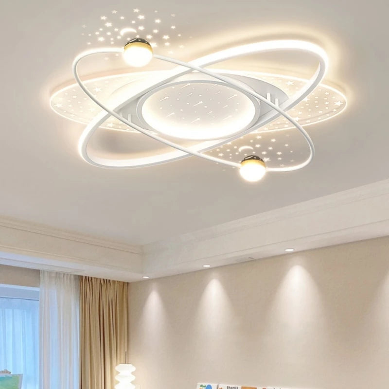 Blue starry sky ceiling chandelier, 39.4 inch diameter, in plated metal