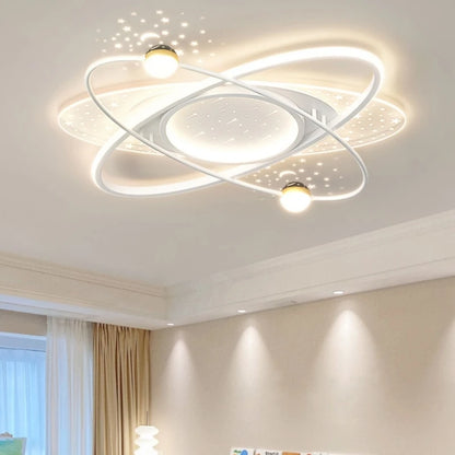 Blue starry sky ceiling chandelier, 39.4 inch diameter, in plated metal