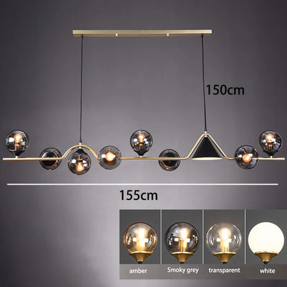 Nordic glass bar chandelier with a 59.1 in adjustable cord drop