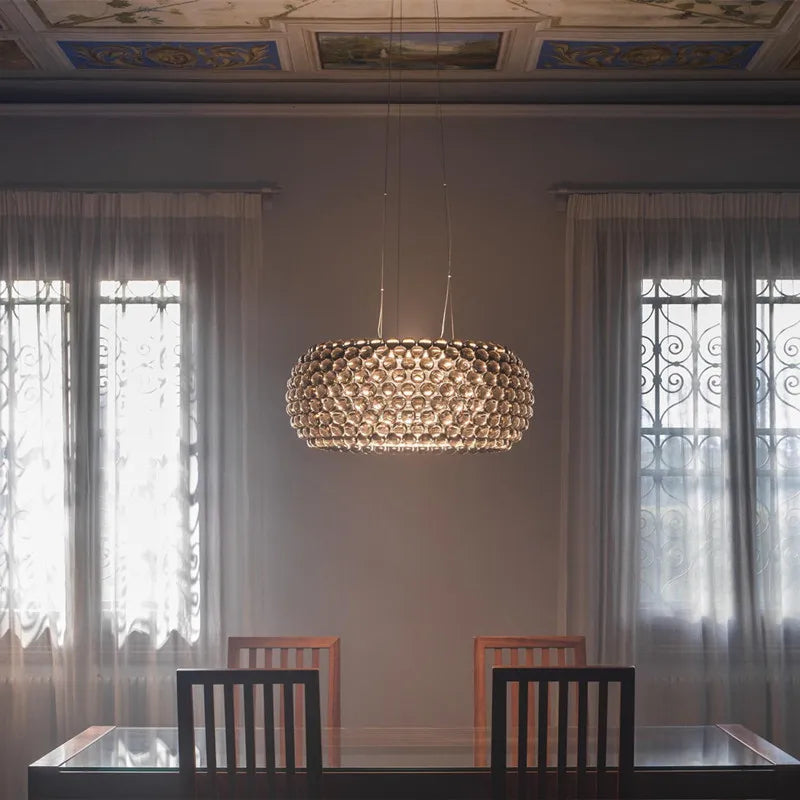 Beaded pendant chandelier design B at 19.7 in (50 cm) across