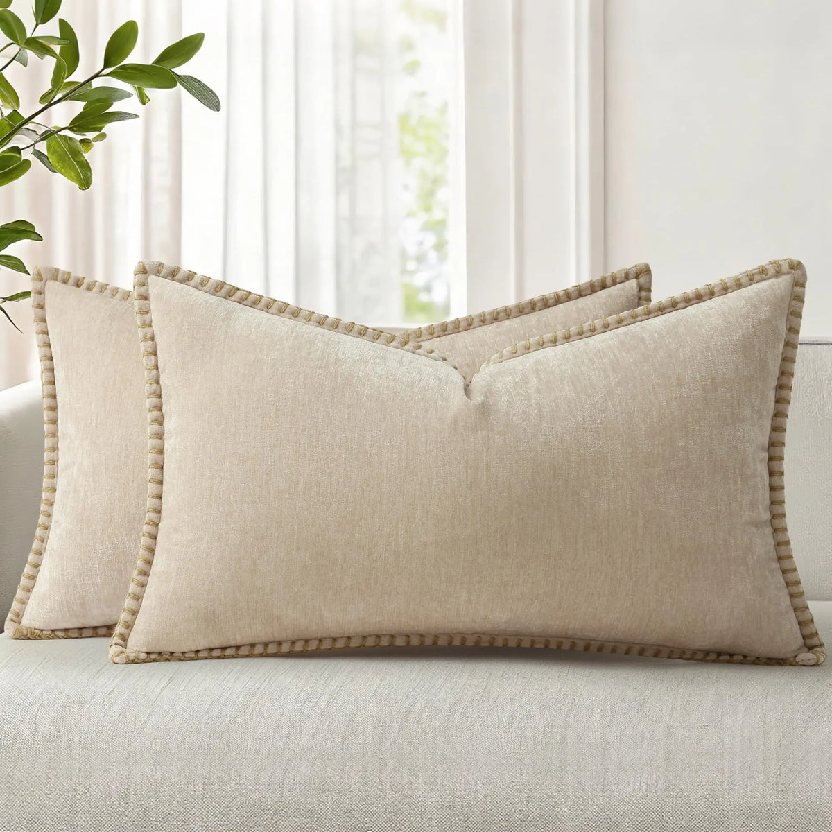 Soft Chenille Lumbar Pillow Cover — styling detail