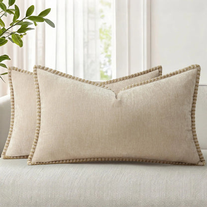 Soft Chenille Lumbar Pillow Cover — styling detail